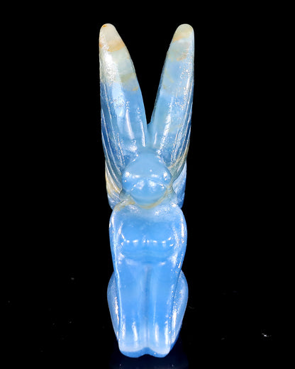 3" Blue Onyx Hand Carved Crystal Flower Faerie Sculpture