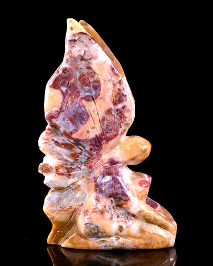 8" Chalcedony Hand Carved Crystal Flower Faerie Sculpture