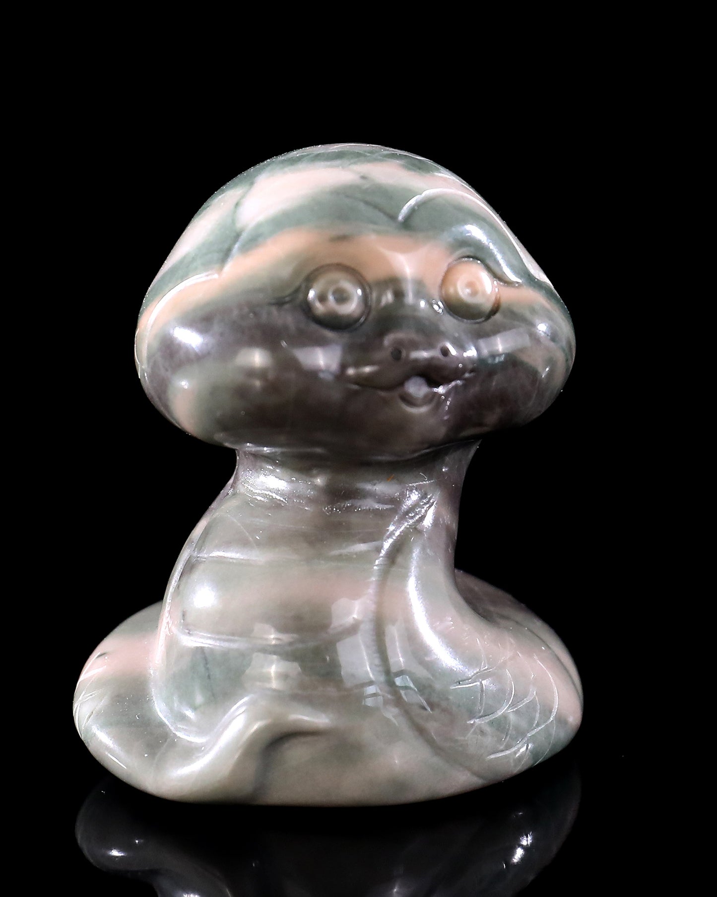 2.4" Jiulong Jade Hand Carved Crystal Baby Snake Sculpture