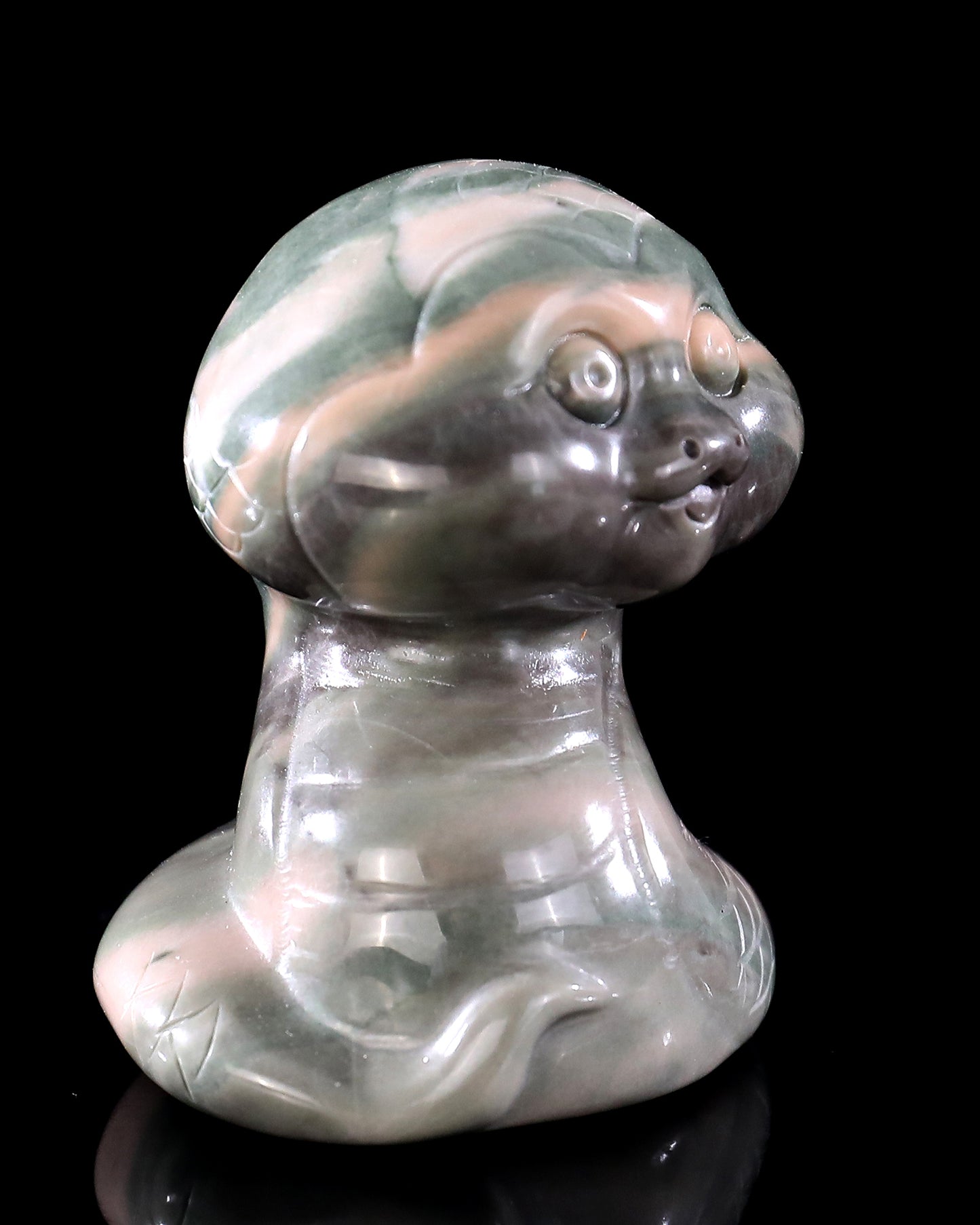 2.4" Jiulong Jade Hand Carved Crystal Baby Snake Sculpture