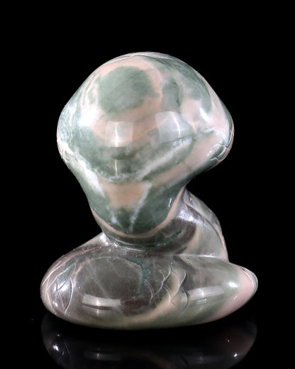 2.4" Jiulong Jade Hand Carved Crystal Baby Snake Sculpture