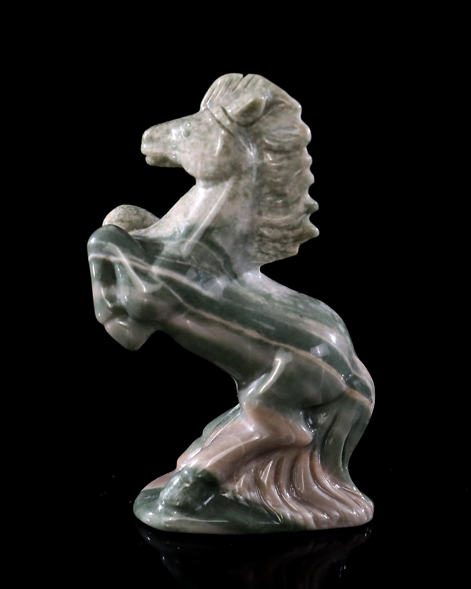 Nicedony 3.0" Nine Dragon Jade Hand Carved Crystal Horse Sculpture (SKU: 4100167) - Photo 3