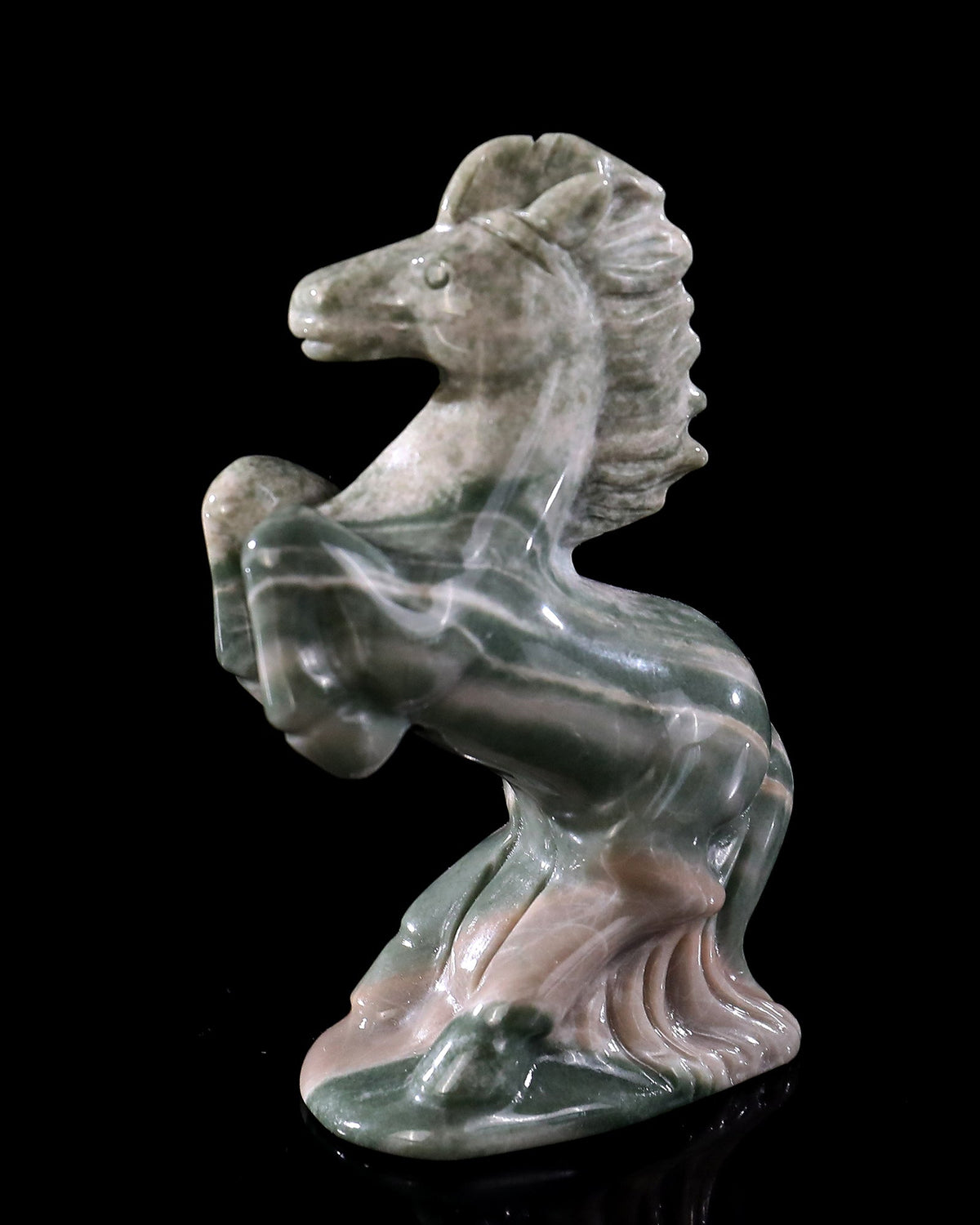 Nicedony 3.0" Nine Dragon Jade Hand Carved Crystal Horse Sculpture (SKU: 4100167) - Photo 1