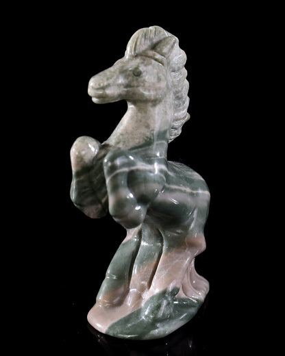 Nicedony 3.0" Nine Dragon Jade Hand Carved Crystal Horse Sculpture (SKU: 4100167) - Photo 2