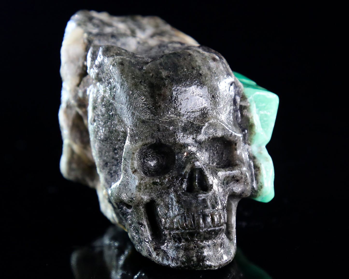 2.6" Natural Emerald Hand Carved Crystal Skull Sculpture