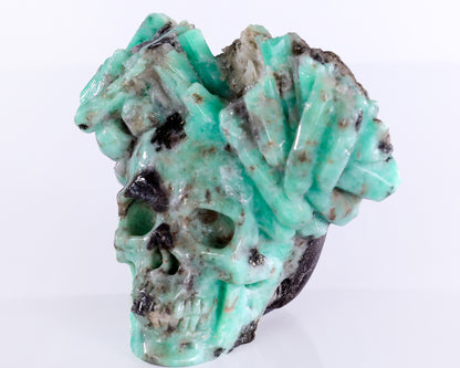 3.6" Emerald Hand Carved Mineral Specimen Skull Sculpture