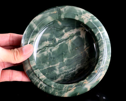 5.7" Jiulong Jade Hand Carved Crystal Ashtray