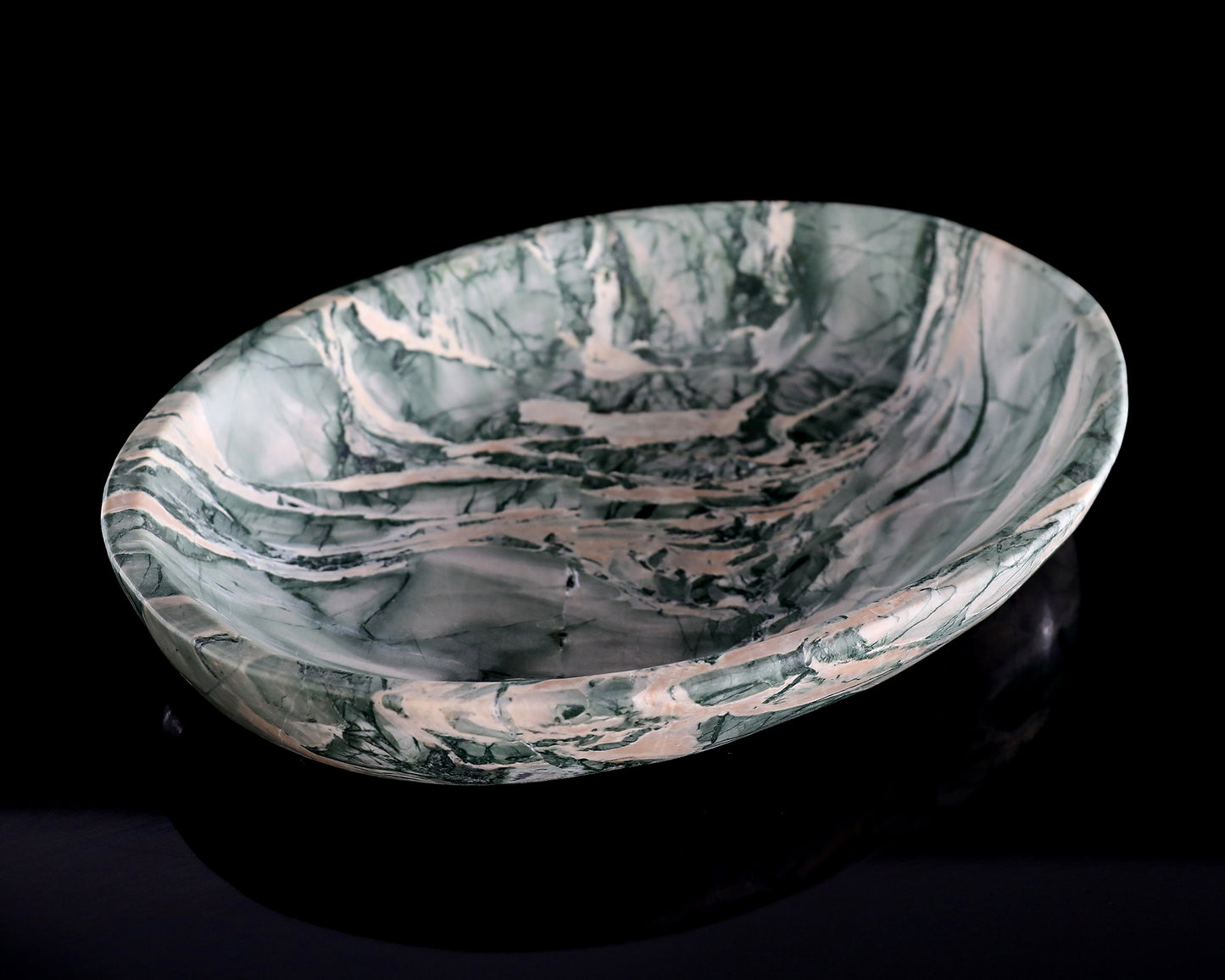 10.8" Jiulong Jade Hand Carved Crystal Food Tray, Fruit Tray