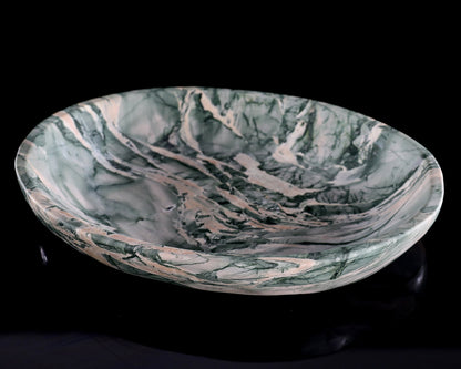 10.8" Jiulong Jade Hand Carved Crystal Food Tray, Fruit Tray