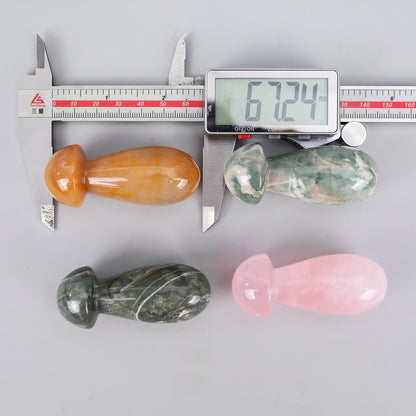 68mm Gemstone Hand Carved Crystal Mushroom Guasha Stick,Massage Tool
