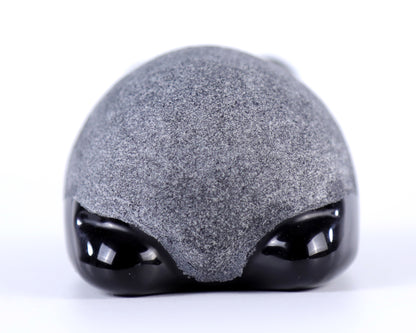 Cute 3.0" Black Obsidian Hand Carved Crystal Panda Sculpture Crystallumi