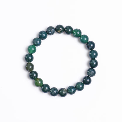 Natural Moss Agate Beads Bracelet,Healing Energy Bracelet,Handcrafted Gift