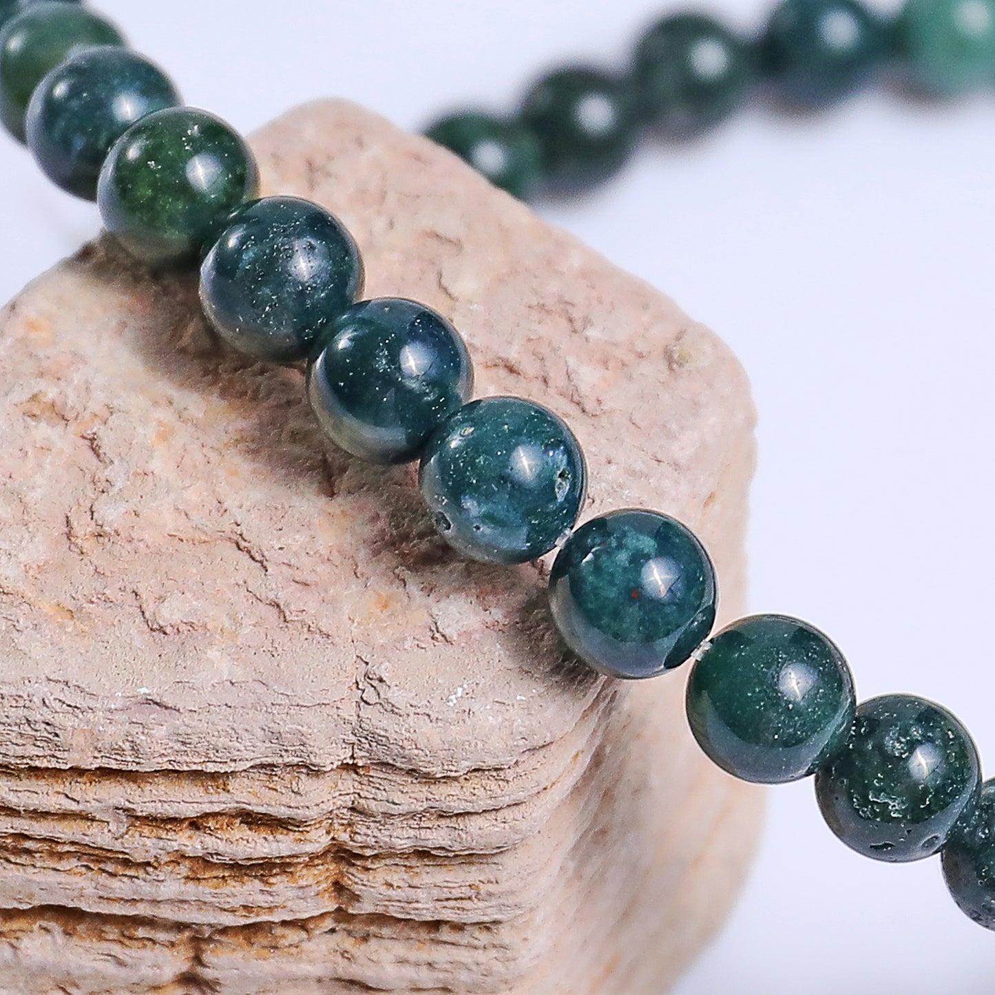 Natural Moss Agate Beads Bracelet,Healing Energy Bracelet,Handcrafted Gift