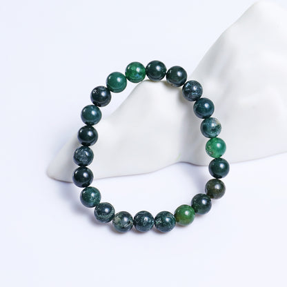 Natural Moss Agate Beads Bracelet,Healing Energy Bracelet,Handcrafted Gift