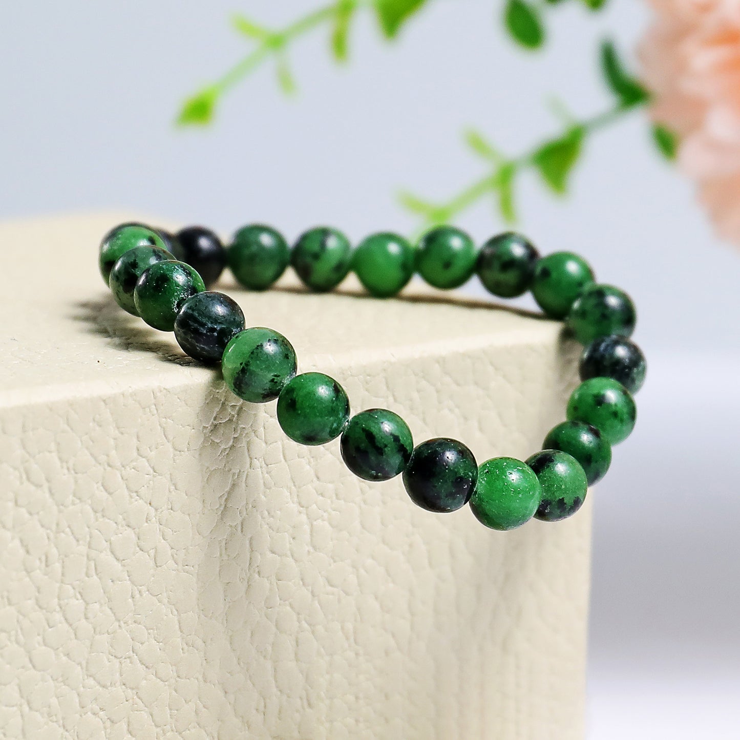 Natural Ruby Zosite Beads Bracelet,Healing Energy Bracelet,Handcrafted Gift
