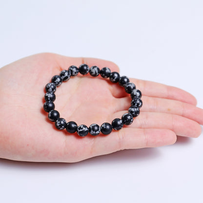Natural Snow Flake Agate Beads Bracelet,Healing Energy Bracelet,Handcrafted Gift