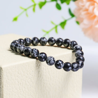 Natural Snow Flake Agate Beads Bracelet,Healing Energy Bracelet,Handcrafted Gift