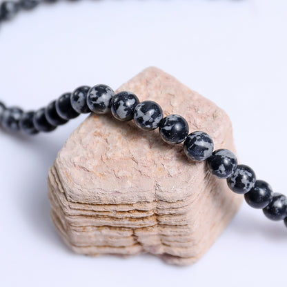 Natural Snow Flake Agate Beads Bracelet,Healing Energy Bracelet,Handcrafted Gift