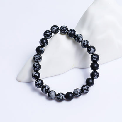 Natural Snow Flake Agate Beads Bracelet,Healing Energy Bracelet,Handcrafted Gift
