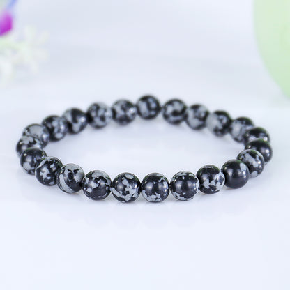 Natural Snow Flake Agate Beads Bracelet,Healing Energy Bracelet,Handcrafted Gift