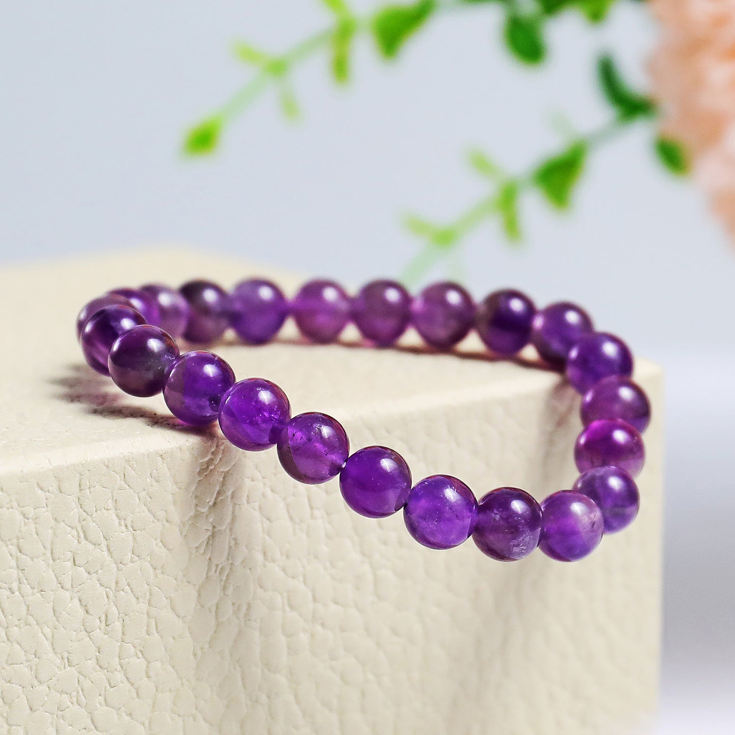 Natural Amethyst Beads Bracelet,Healing Energy Bracelet,Handcrafted Gift