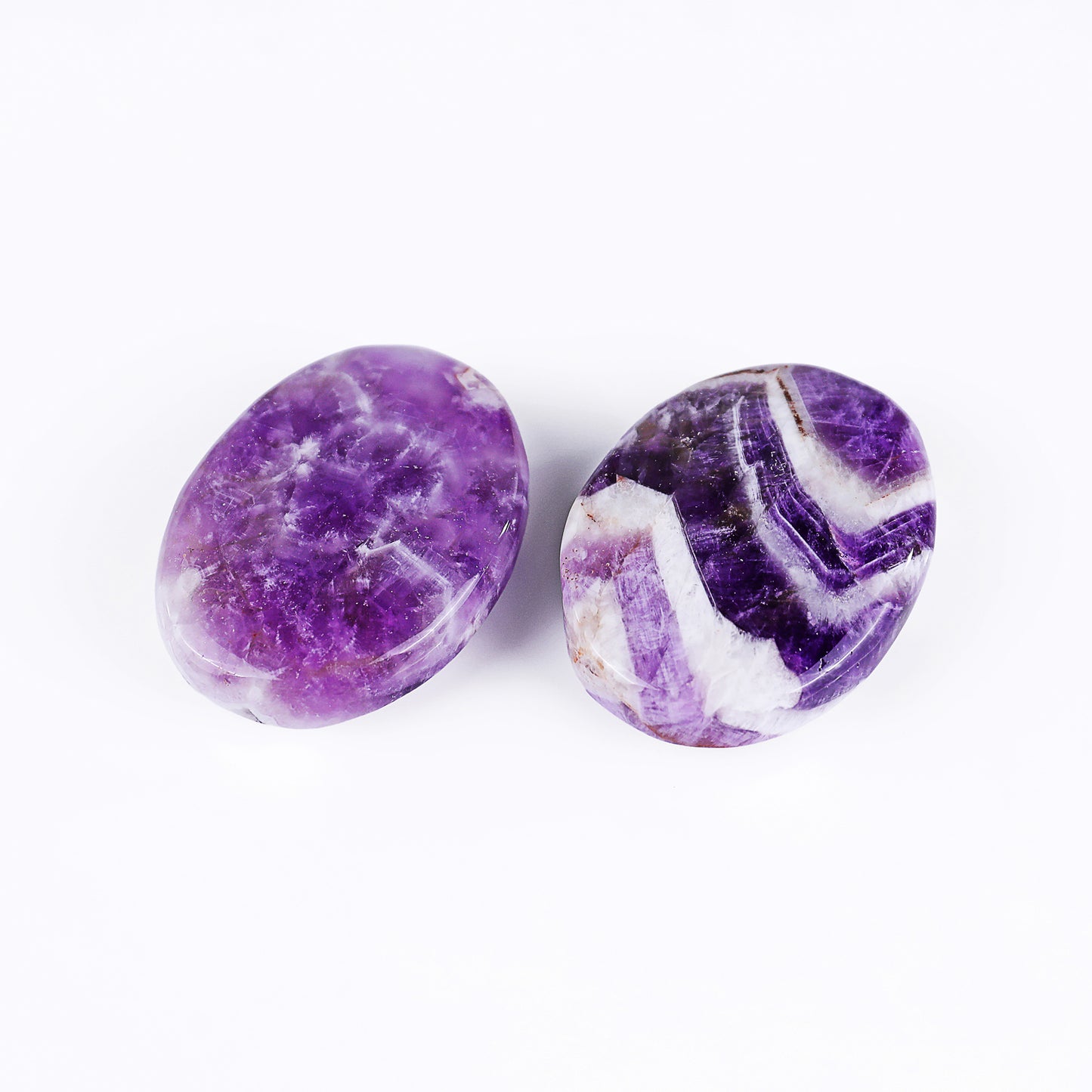 Natural Amethyst Hand Carved Crystal Polished Palm Stone