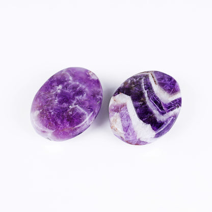 Natural Amethyst Hand Carved Crystal Polished Palm Stone