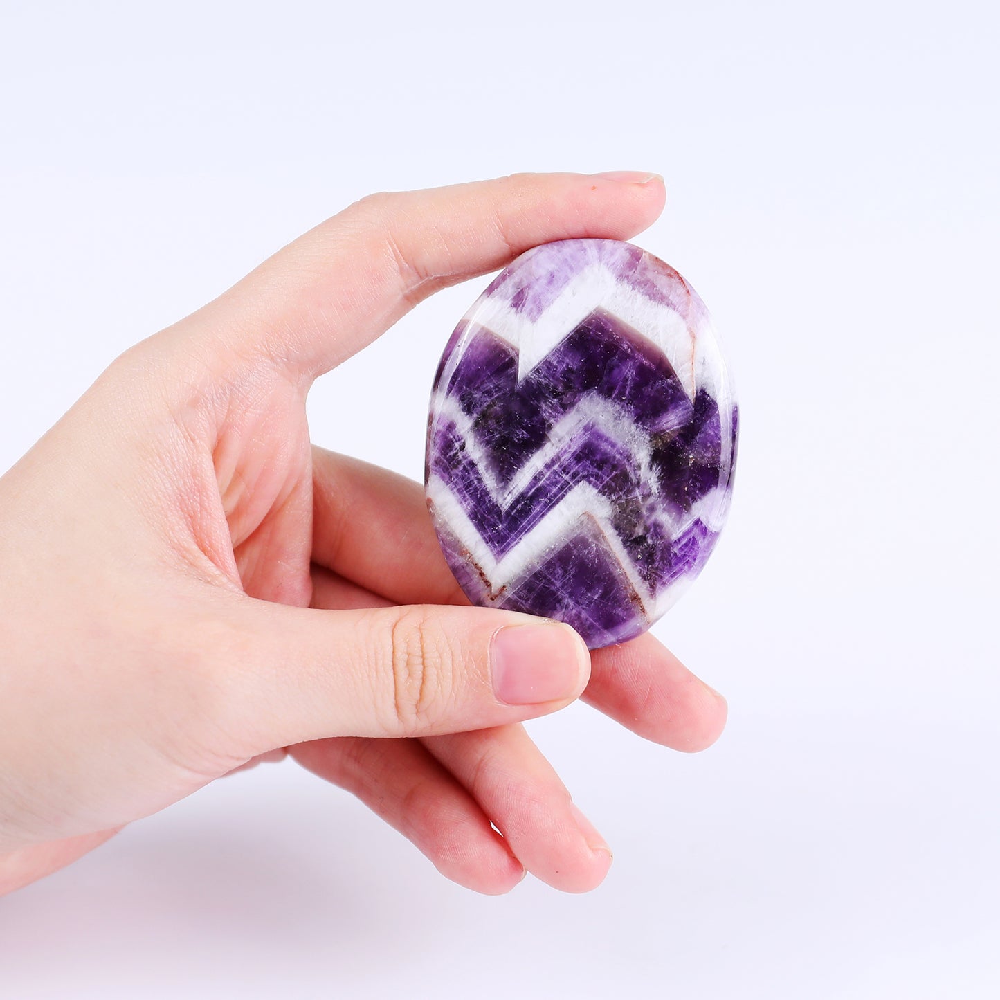 Natural Amethyst Hand Carved Crystal Polished Palm Stone