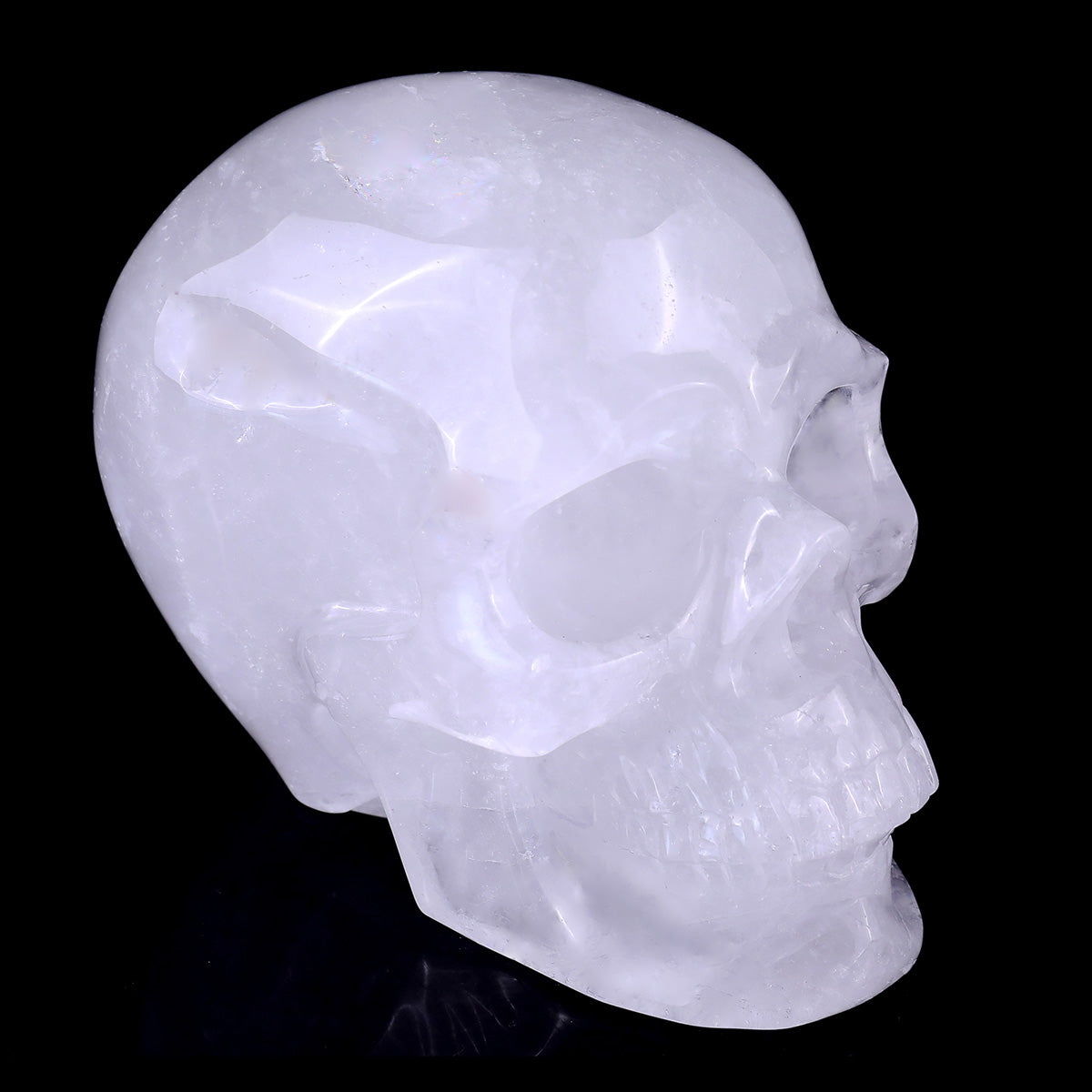 Angolan Quartz crystal skull 3" hand carved gemstone sculpture