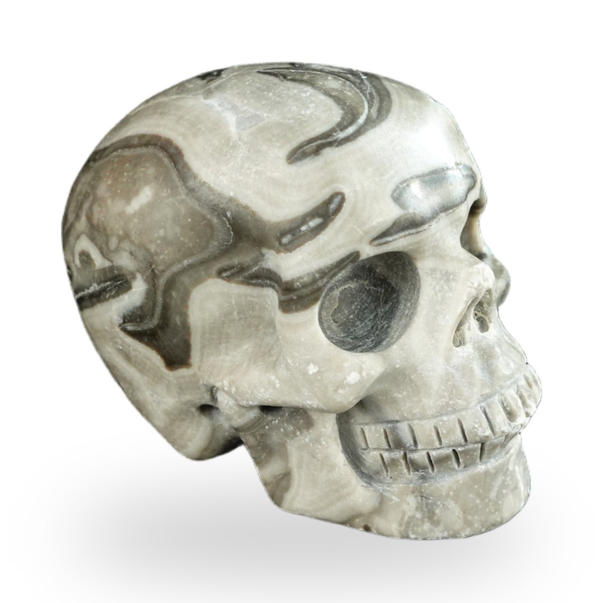 Black Crazy Agate crystal skull 2.2" SKH20BCA01 view 4