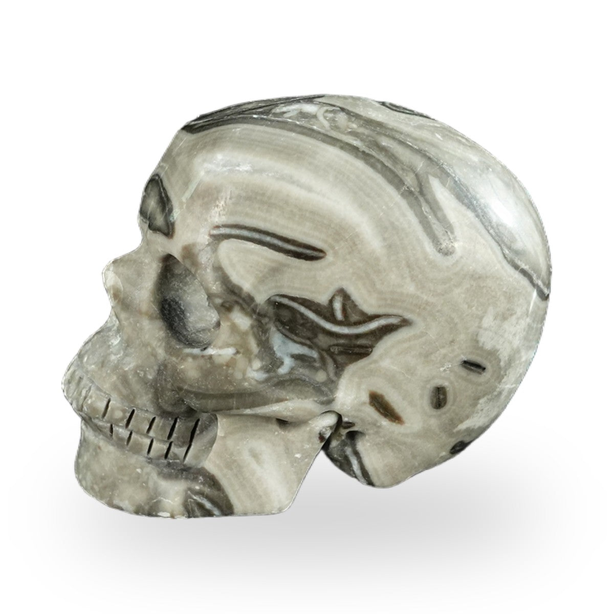 Black Crazy Agate crystal skull 2.2" SKH20BCA01 view 6