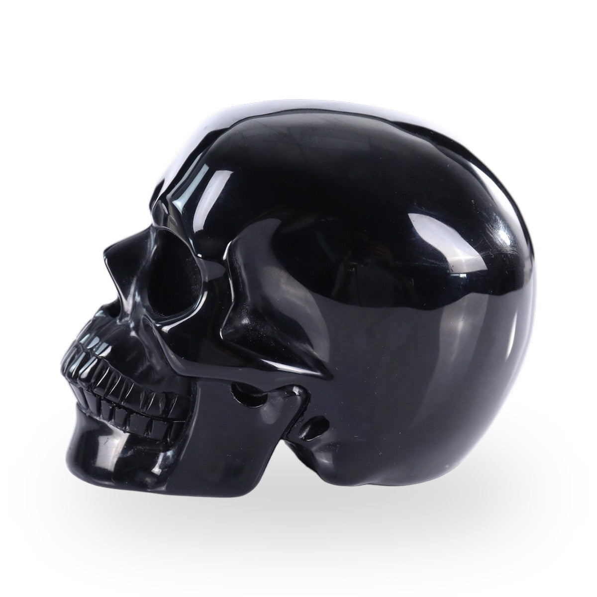 Nicedony 2.2" Black Obsidian Hand Carved Crystal Realistic Skull Sculpture (SKU: SKH20BO01) - Photo 6