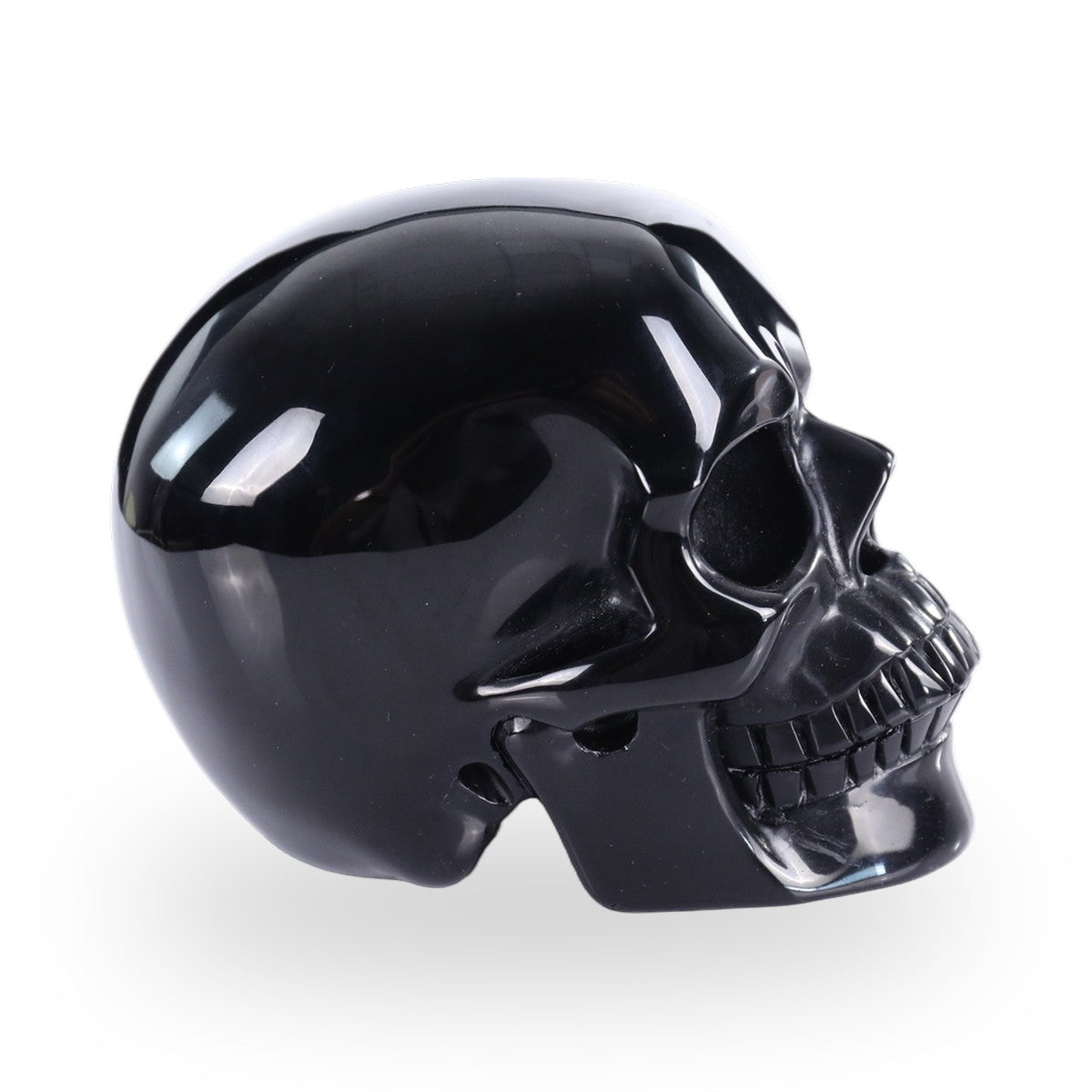 Nicedony 3" Black Obsidian Hand Carved Crystal Realistic Skull Sculpture (SKU: SKH30BO01) - Photo 4
