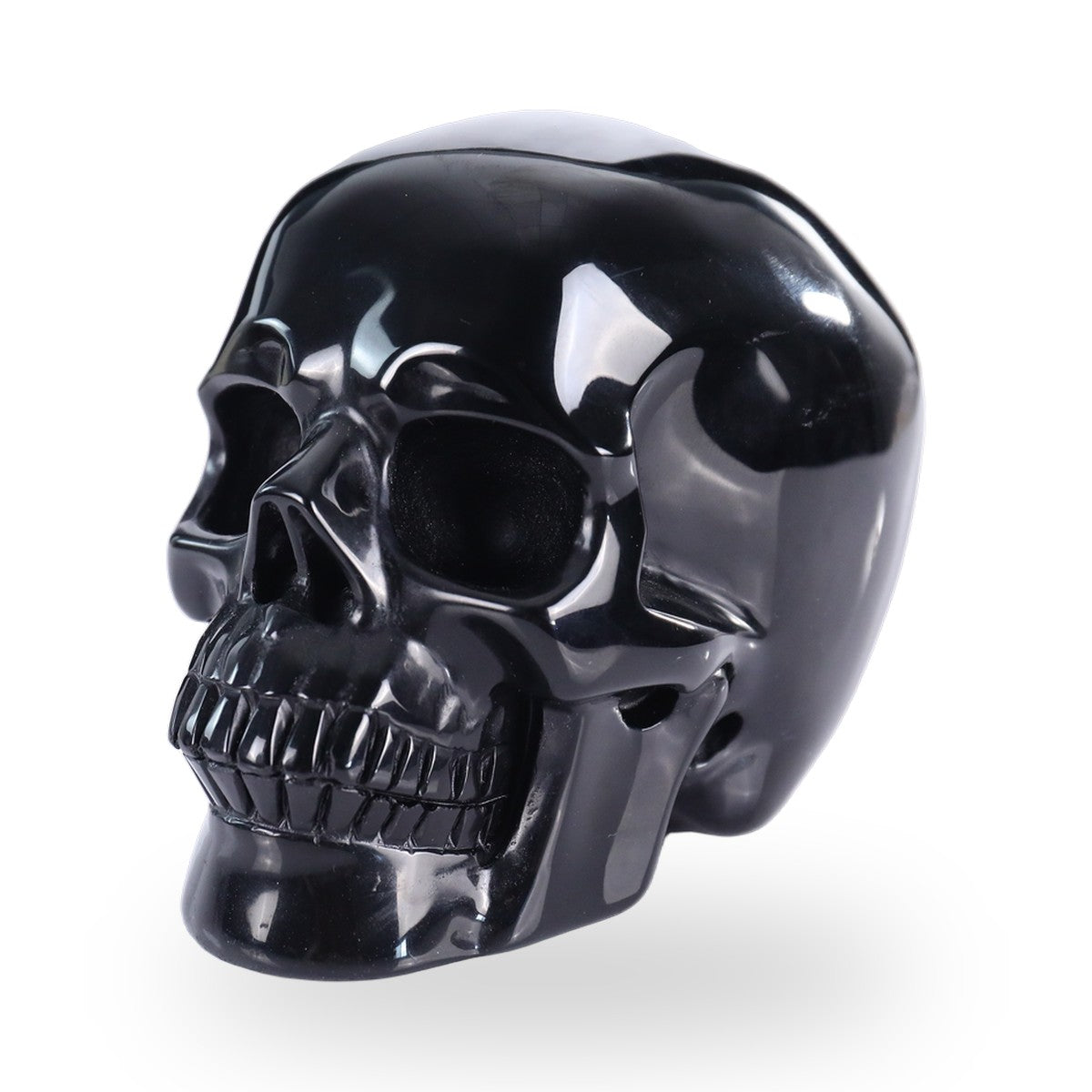 Nicedony 3" Black Obsidian Hand Carved Crystal Realistic Skull Sculpture (SKU: SKH30BO01) - Photo 7