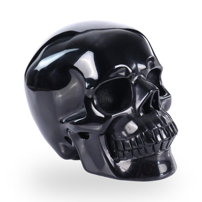 Black Obsidian crystal skull 4.5" hand carved view 3