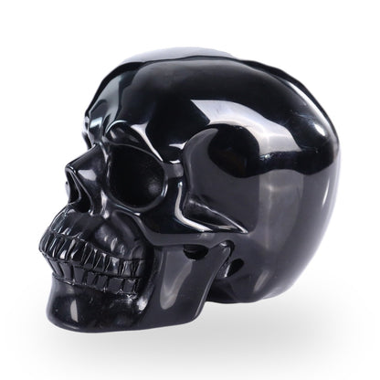 Black Obsidian crystal skull 4.5" hand carved view 6