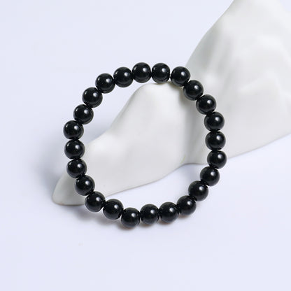 Natural Black Obsidian Beads Bracelet,Healing Energy Bracelet,Handcrafted Gift