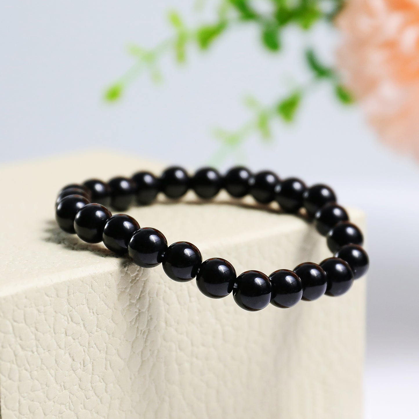 Natural Black Obsidian Beads Bracelet,Healing Energy Bracelet,Handcrafted Gift