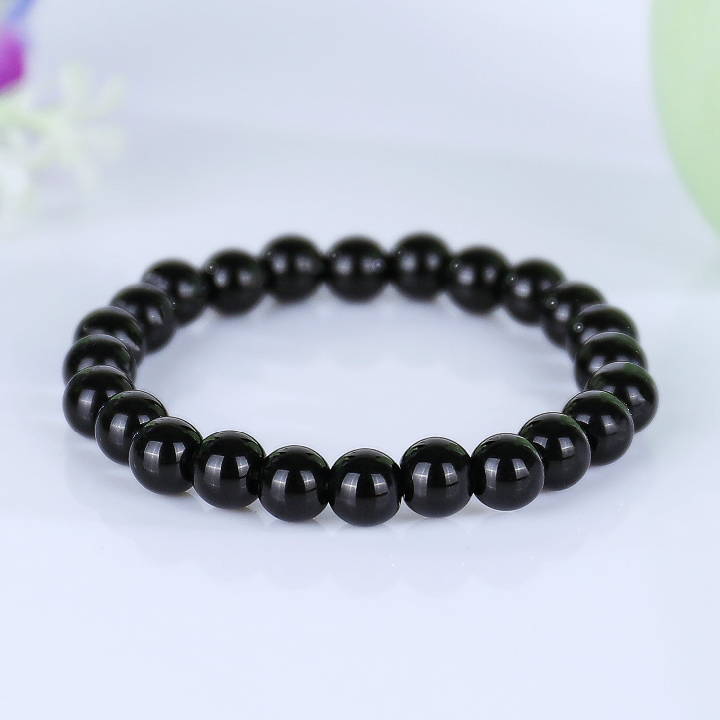 Natural Black Obsidian Beads Bracelet,Healing Energy Bracelet,Handcrafted Gift