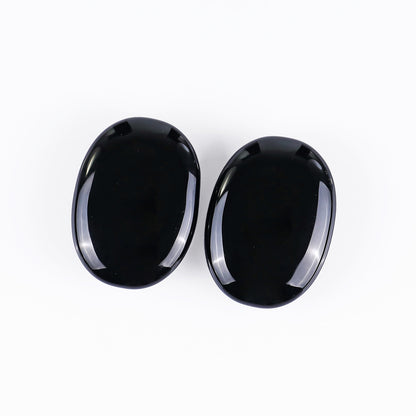 Natural Black Obsidian Hand Carved Crystal Polished Palm Stone