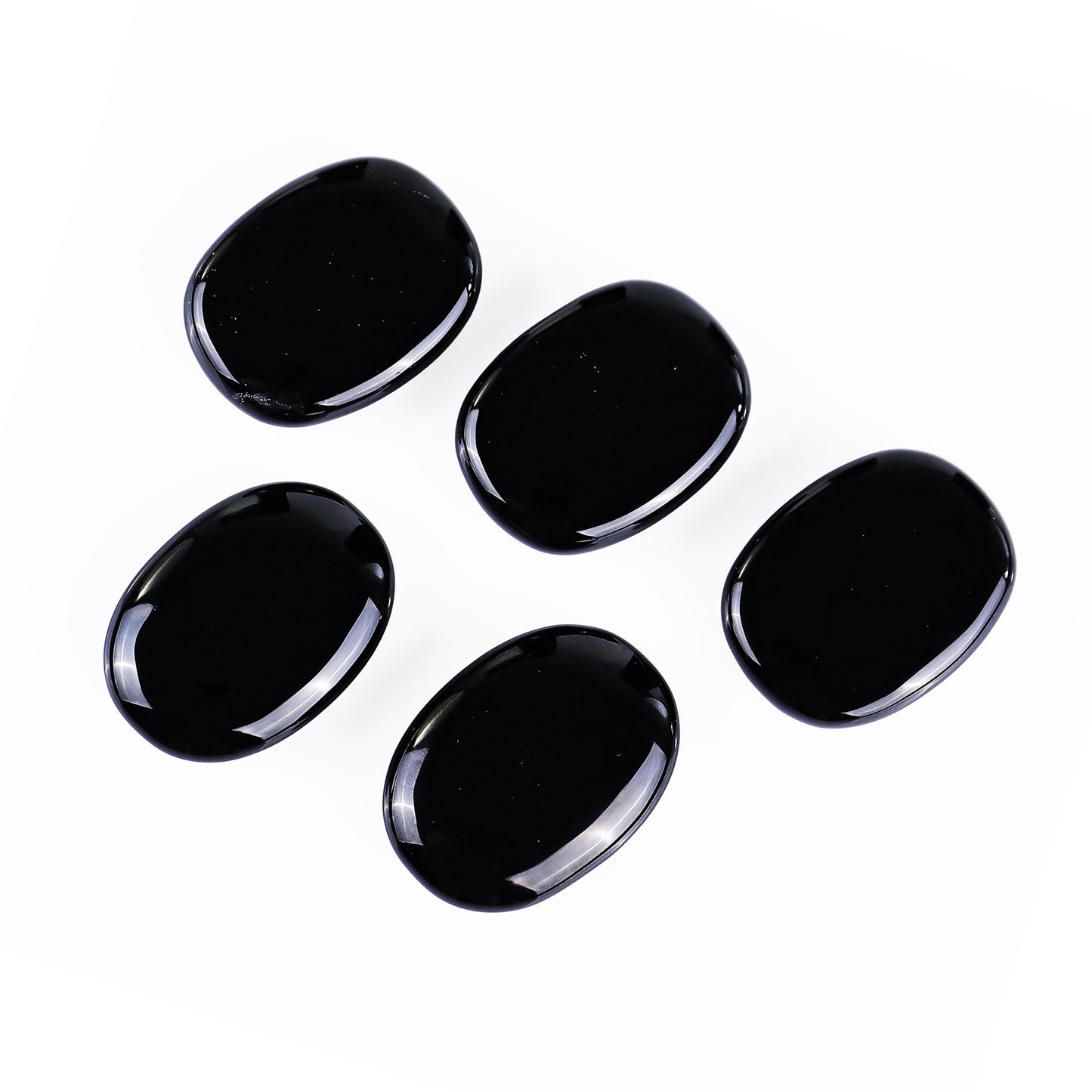 Natural Black Obsidian Hand Carved Crystal Polished Palm Stone