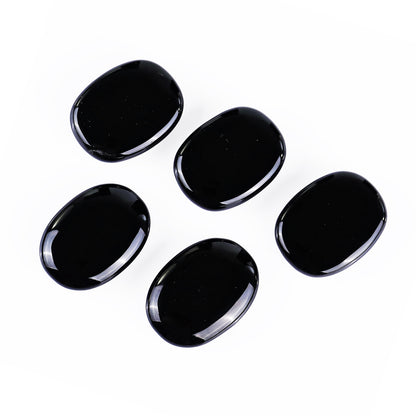Natural Black Obsidian Hand Carved Crystal Polished Palm Stone