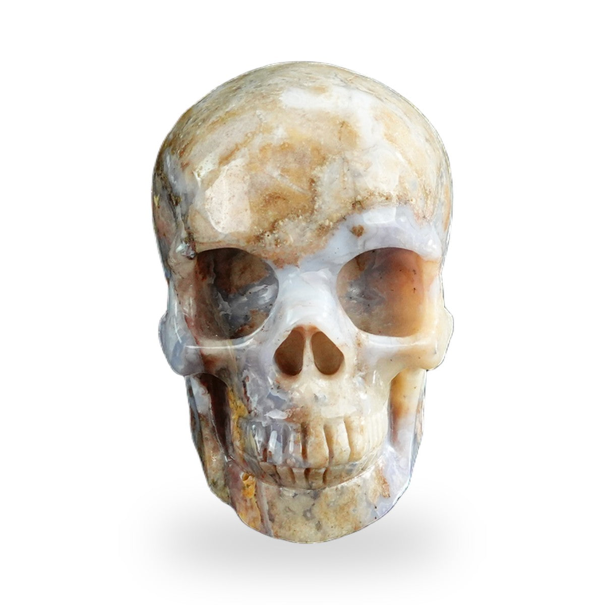 Blue Flower Agate crystal skull 3" SKH30BF01 hand carved gemstone
