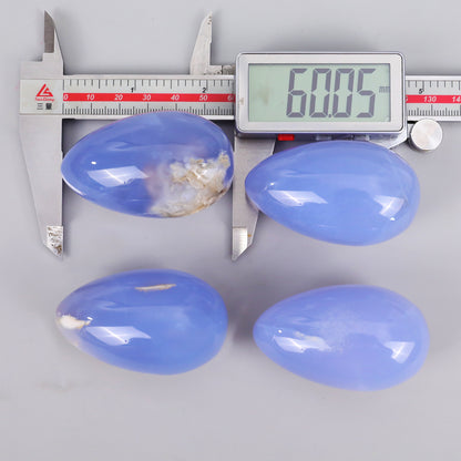 Natural Semi-Precious Blue Chalcedony Crystal Crafts Polished Yoni Eggs for Healing