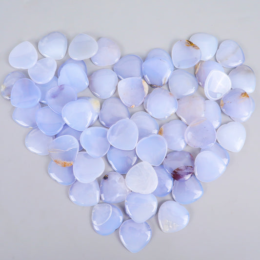 1.6" Blue Chalcedony Hand Carved Crystal Heart Shape Worry Stone