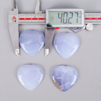 1.6" Blue Chalcedony Hand Carved Crystal Heart Shape Worry Stone