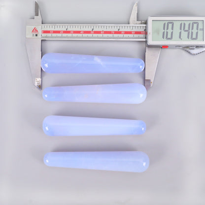 100mm Blue Chalcedony Hand Carved Crystal Guasha Wand,Massage Stick
