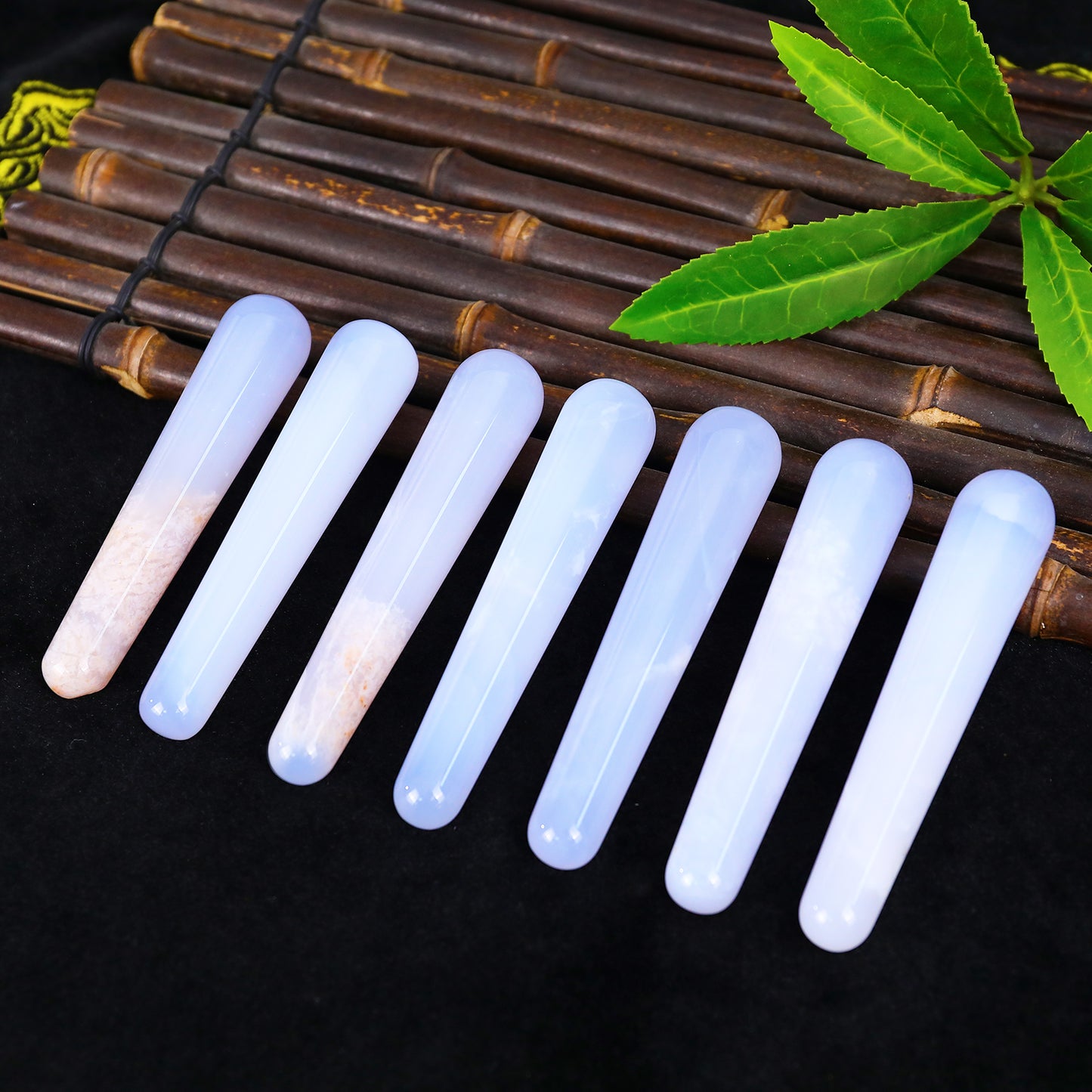 100mm Blue Chalcedony Hand Carved Crystal Guasha Wand,Massage Stick