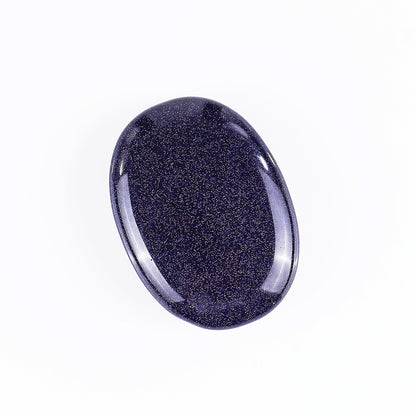 Natural Blue Gold Stone Hand Carved Crystal Polished Palm Stone