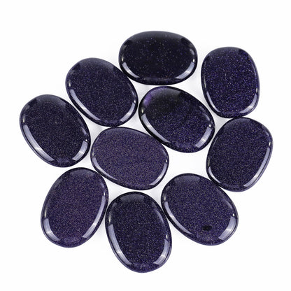 Natural Blue Gold Stone Hand Carved Crystal Polished Palm Stone